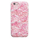 White Butterflies and Flowers on Pink and Red Watercolor Pattern iPhone 6/6s or 6/6s Plus 2-Piece Hybrid INK-Fuzed Case
