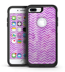 White Chevron Over Purple Grunge Surface - iPhone 7 or 7 Plus Commuter Case Skin Kit
