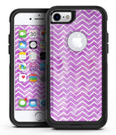 White Chevron Over Purple Grunge Surface - iPhone 7 or 7 Plus Commuter Case Skin Kit