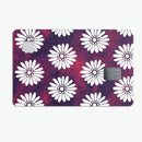 White Floral Pattern Over Red and Purple Grunge - Premium Protective Decal Skin-Kit for the Apple Credit Card