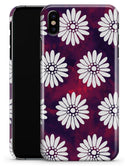 White Floral Pattern Over Red and Purple Grunge - iPhone X Clipit Case