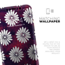 White Floral Pattern Over Red and Purple Grunge - Protective Skin Wrap & Decal – Compatible with iPhone SE to iPhone 17 Pro Max (All Models)
