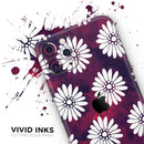 White Floral Pattern Over Red and Purple Grunge - Protective Skin Wrap & Decal – Compatible with iPhone SE to iPhone 17 Pro Max (All Models)