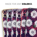 White Floral Pattern Over Red and Purple Grunge - Protective Skin Wrap & Decal – Compatible with iPhone SE to iPhone 17 Pro Max (All Models)