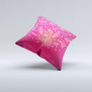 White Flower Ornament on Pink ink-Fuzed Decorative Throw Pillow