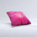 White Flower Ornament on Pink ink-Fuzed Decorative Throw Pillow