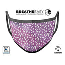White Flower Pedals Over Purple Grunge Surface - Made in USA Mouth Cover Unisex Anti-Dust Cotton Blend Reusable & Washable Face Mask with Adjustable Sizing for Adult or Child