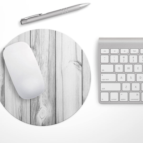 White & Gray Wood Planks// WaterProof Rubber Foam Backed Anti-Slip Mouse Pad for Home Work Office or Gaming Computer Desk