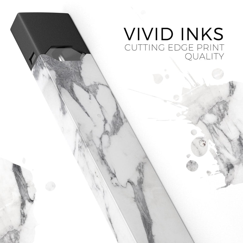 Skin Decal Kit for the Pax JUUL - White & Grey Marble Surface V3