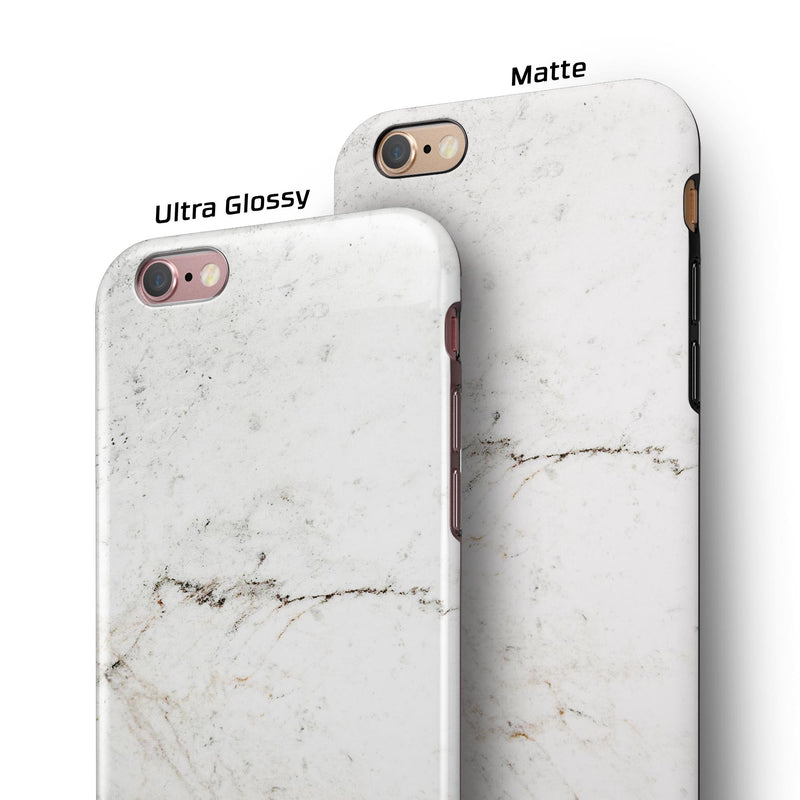White Grungy Marble Surface iPhone 6/6s or 6/6s Plus 2-Piece Hybrid INK-Fuzed Case