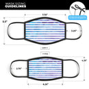 White Horizontal Stripes Over Purple and Blue Clouds - Made in USA Mouth Cover Unisex Anti-Dust Cotton Blend Reusable & Washable Face Mask with Adjustable Sizing for Adult or Child