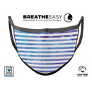 White Horizontal Stripes Over Purple and Blue Clouds - Made in USA Mouth Cover Unisex Anti-Dust Cotton Blend Reusable & Washable Face Mask with Adjustable Sizing for Adult or Child