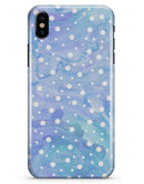 White Micro Dots Over Blue Watercolor Grunge - iPhone X Clipit Case