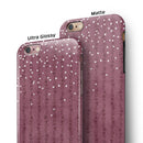 White Micro Hearts Over Burgundy Leaves iPhone 6/6s or 6/6s Plus 2-Piece Hybrid INK-Fuzed Case
