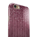 White Micro Hearts Over Burgundy Leaves iPhone 6/6s or 6/6s Plus 2-Piece Hybrid INK-Fuzed Case