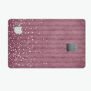 White Micro Hearts Over Burgundy Leaves - Premium Protective Decal Skin-Kit for the Apple Credit Card