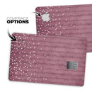 White Micro Hearts Over Burgundy Leaves - Premium Protective Decal Skin-Kit for the Apple Credit Card