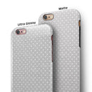 White Micro Polka Dots Over Gray Fabric iPhone 6/6s or 6/6s Plus 2-Piece Hybrid INK-Fuzed Case