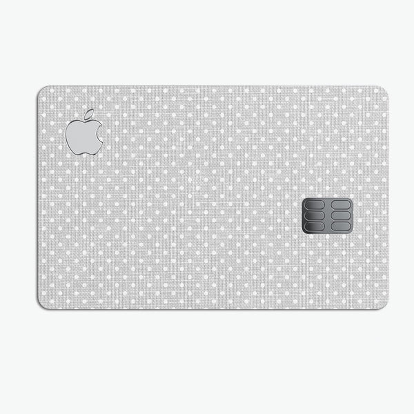White Micro Polka Dots Over Gray Fabric - Premium Protective Decal Skin-Kit for the Apple Credit Card