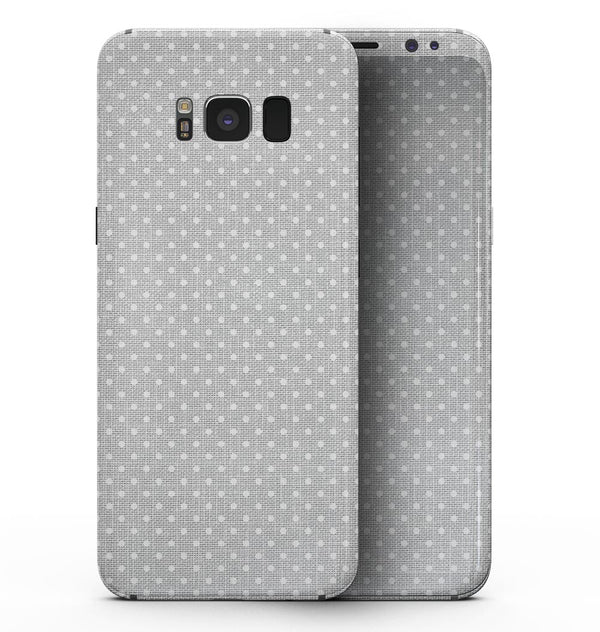 White Micro Polka Dots Over Gray Fabric - Samsung Galaxy S8 Full-Body Skin Kit