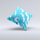 White Mustaches with blue background ink-Fuzed Decorative Throw Pillow