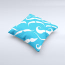 White Mustaches with blue background ink-Fuzed Decorative Throw Pillow