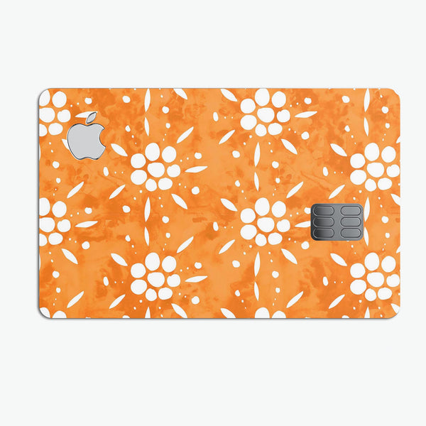 White Pedals Over Watercolored Shades of Orange - Premium Protective Decal Skin-Kit for the Apple Credit Card