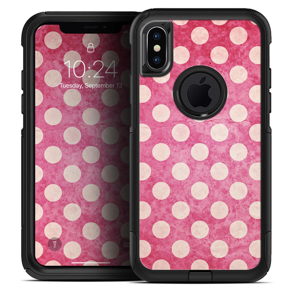 White Polka Dots Over Grungy Pink  - Skin Kit for the iPhone OtterBox Cases
