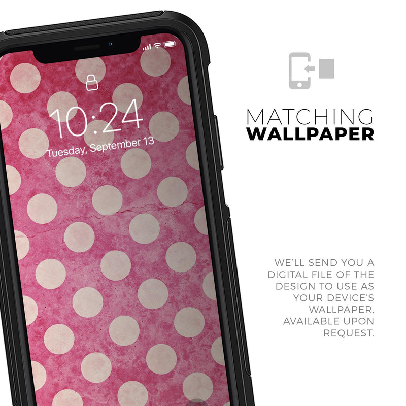 White Polka Dots Over Grungy Pink  - Skin Kit for the iPhone OtterBox Cases