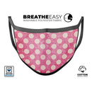 White Polka Dots Over Grungy Pink  - Made in USA Mouth Cover Unisex Anti-Dust Cotton Blend Reusable & Washable Face Mask with Adjustable Sizing for Adult or Child