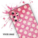 White Polka Dots Over Grungy Pink  - Skin-Kit for the Samsung Galaxy S-Series S20, S20 Plus, S20 Ultra , S10 & others (All Galaxy Devices Available)