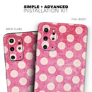 White Polka Dots Over Grungy Pink  - Skin-Kit for the Samsung Galaxy S-Series S20, S20 Plus, S20 Ultra , S10 & others (All Galaxy Devices Available)
