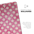 White Polka Dots Over Grungy Pink  - Full Body Skin Decal for the Apple iPad Pro 12.9", 11", 10.5", 9.7", Air or Mini (All Models Available)