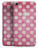 White Polka Dots Over Grungy Pink  - Skin-kit for the iPhone 8 or 8 Plus