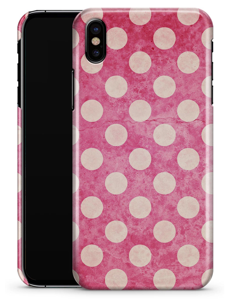 White Polka Dots Over Grungy Pink  - iPhone X Clipit Case