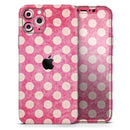 White Polka Dots Over Grungy Pink  - Protective Skin Wrap & Decal – Compatible with iPhone SE to iPhone 17 Pro Max (All Models)