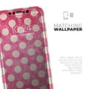 White Polka Dots Over Grungy Pink  - Protective Skin Wrap & Decal – Compatible with iPhone SE to iPhone 17 Pro Max (All Models)