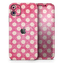 White Polka Dots Over Grungy Pink  - Protective Skin Wrap & Decal – Compatible with iPhone SE to iPhone 17 Pro Max (All Models)