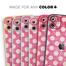 White Polka Dots Over Grungy Pink  - Protective Skin Wrap & Decal – Compatible with iPhone SE to iPhone 17 Pro Max (All Models)