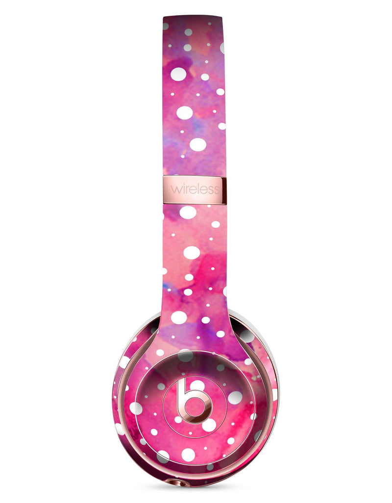 White Polka Dots Over Pink Watercolor Grunge Full-Body Skin Kit for the Beats by Dre Solo 3 Wireless Headphones