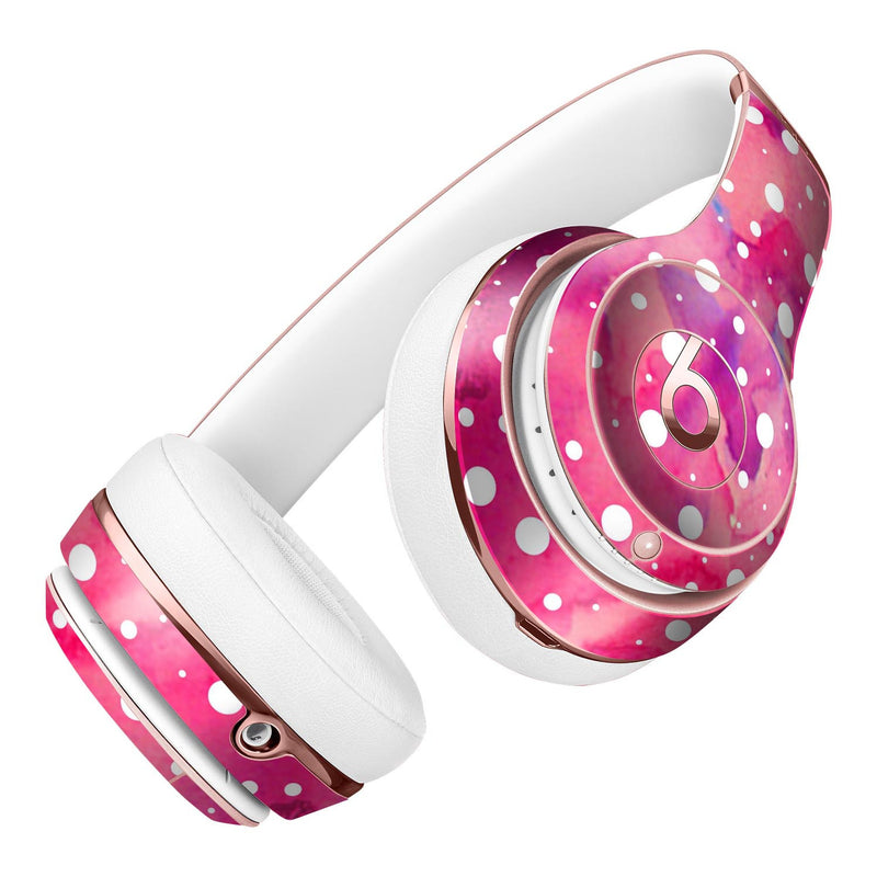 White Polka Dots Over Pink Watercolor Grunge Full-Body Skin Kit for the Beats by Dre Solo 3 Wireless Headphones