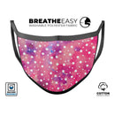 White Polka Dots Over Pink Watercolor Grunge - Made in USA Mouth Cover Unisex Anti-Dust Cotton Blend Reusable & Washable Face Mask with Adjustable Sizing for Adult or Child