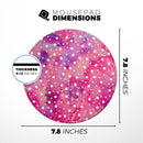 White Polka Dots Over Pink Watercolor Grunge// WaterProof Rubber Foam Backed Anti-Slip Mouse Pad for Home Work Office or Gaming Computer Desk