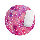 White Polka Dots Over Pink Watercolor Grunge// WaterProof Rubber Foam Backed Anti-Slip Mouse Pad for Home Work Office or Gaming Computer Desk