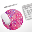 White Polka Dots Over Pink Watercolor Grunge// WaterProof Rubber Foam Backed Anti-Slip Mouse Pad for Home Work Office or Gaming Computer Desk