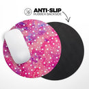 White Polka Dots Over Pink Watercolor Grunge// WaterProof Rubber Foam Backed Anti-Slip Mouse Pad for Home Work Office or Gaming Computer Desk