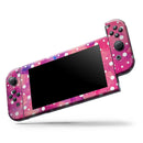 White Polka Dots Over Pink Watercolor Grunge // Skin Decal Wrap Kit for Nintendo Switch Console & Dock, Joy-Cons, Pro Controller, Lite, 3DS XL, 2DS XL, DSi, or Wii - Vinyl Skin Wrap for Nintendo Switch 2, OLED, Lite, Pro Controller & Wii