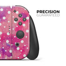 White Polka Dots Over Pink Watercolor Grunge // Skin Decal Wrap Kit for Nintendo Switch Console & Dock, Joy-Cons, Pro Controller, Lite, 3DS XL, 2DS XL, DSi, or Wii - Vinyl Skin Wrap for Nintendo Switch 2, OLED, Lite, Pro Controller & Wii