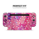 White Polka Dots Over Pink Watercolor Grunge // Skin Decal Wrap Kit for Nintendo Switch Console & Dock, Joy-Cons, Pro Controller, Lite, 3DS XL, 2DS XL, DSi, or Wii - Vinyl Skin Wrap for Nintendo Switch 2, OLED, Lite, Pro Controller & Wii