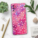 White Polka Dots Over Pink Watercolor Grunge - Premium Vinyl Skin Decal for Samsung Galaxy S25 Ultra, S24, S23, S22 & All Galaxy S Models